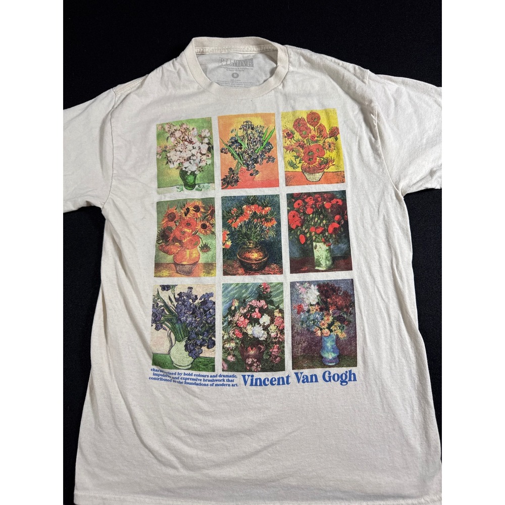 Pierce Archive Vincent Van Gogh Floral Art Graphic Tee Cream Cotton Medium